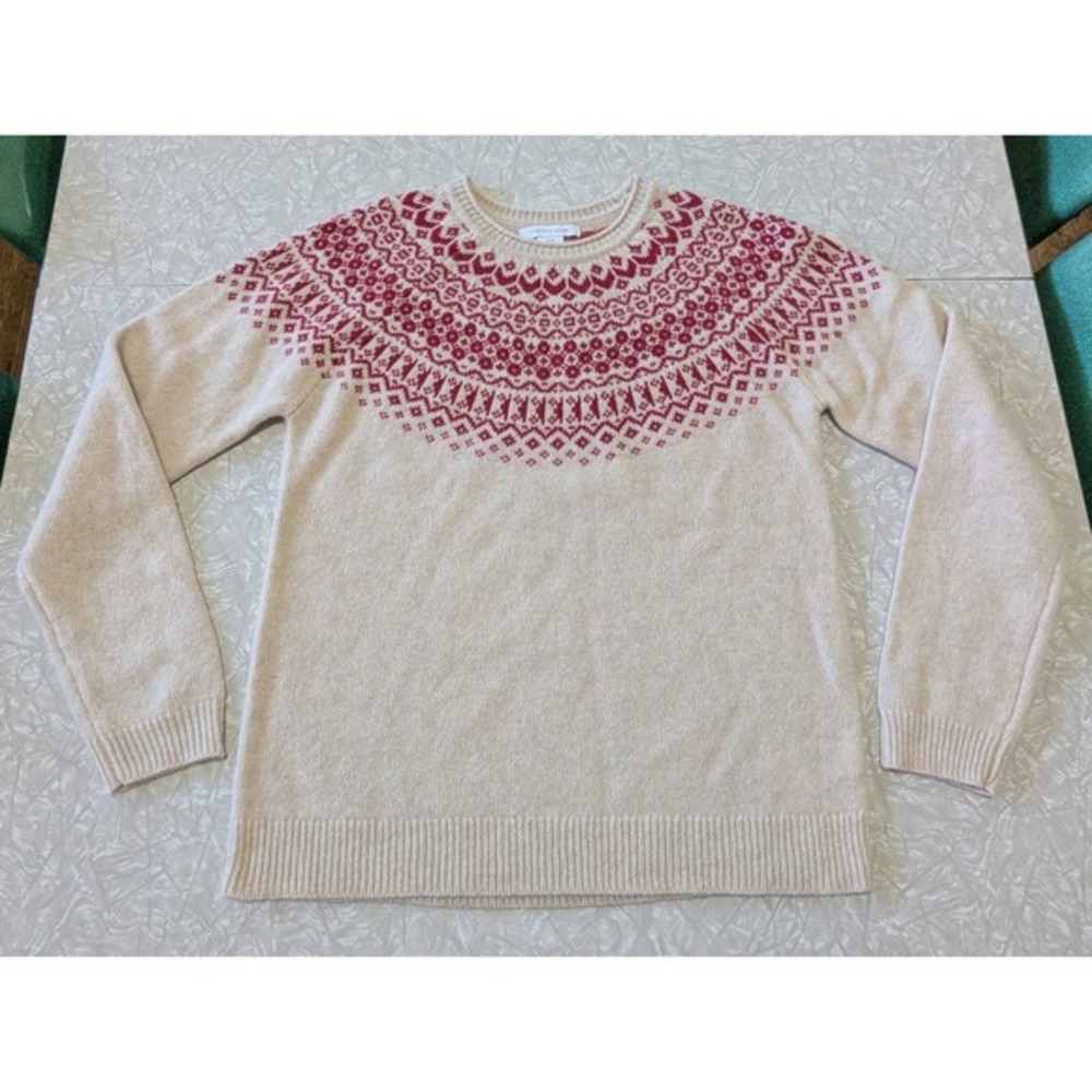 Tabitha Webb Medium Fair Isle Nordic Lambswool‎ Blend Sweater Cream/Red